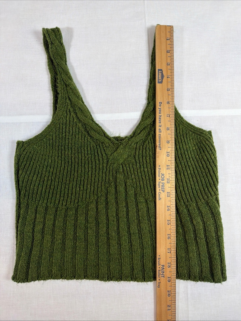 Anthropologie Rib Knit Crop Tank Top Green Sweater Size Medium - Picture 2 of 16